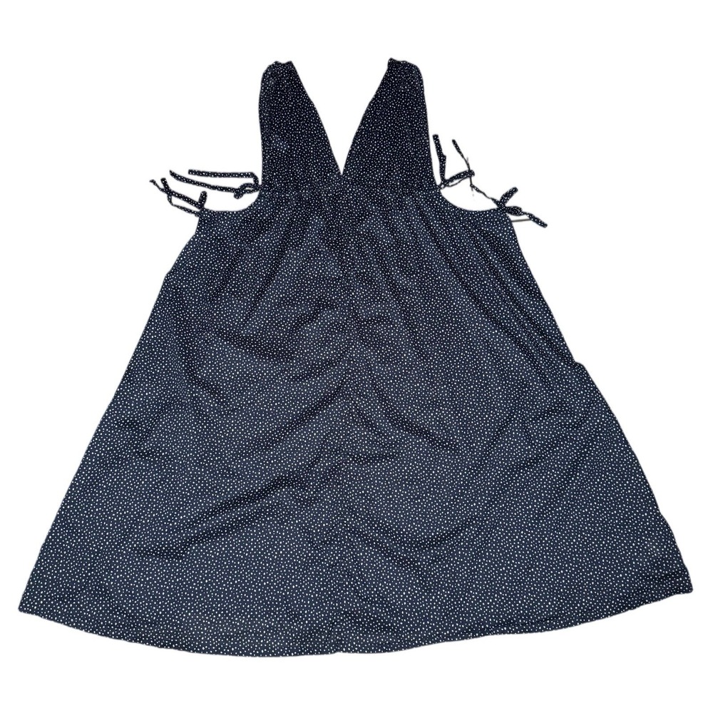J Crew Midi Dress S Navy Blue Polka Dot Open Side Oversized Lightweight Cover